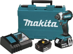 Makita - 18 Volt, 1/2" Drive, 20 Ft/Lb Torque, Cordless Impact Driver - Pistol Grip Handle, 3600 RPM, 2 Lithium-Ion Batteries Included - Eagle Tool & Supply