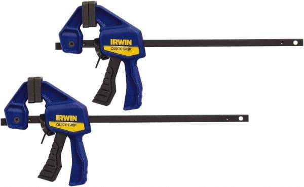 Irwin - 4-1/2" Capacity, 1-3/16" Throat Depth Carbon Steel Bar Clamp - 35 Lb Clamping Pressure - Eagle Tool & Supply