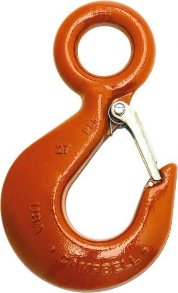 Campbell - 22,000 Lb Capacity, Chain Grade 100, Alloy Steel Eye Hook - 9.44" Reach, 2-7/16" Eye ID, 12-13/16" OAL - Eagle Tool & Supply