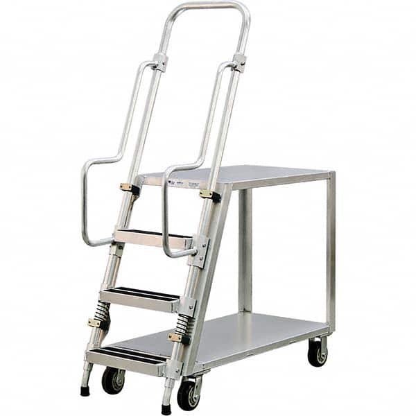 New Age Industrial - 69-1/2" High 800 Lb Capacity 3 Step Stock-Picking Ladder - Eagle Tool & Supply