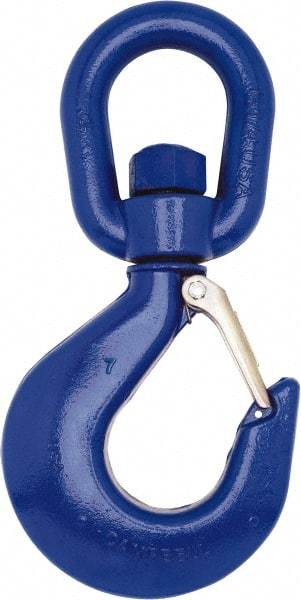 Campbell - #7 Hook, 3 Ton Capacity, Carbon Steel Swivel Hoist Hook - 9-17/32" Long x 5-1/32" Wide - Eagle Tool & Supply