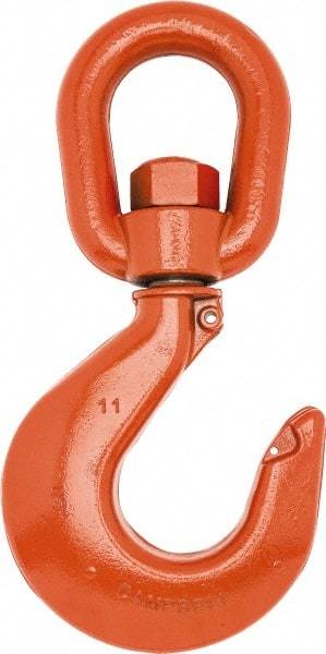 Campbell - #5 Hook, 3 Ton Capacity, Alloy Steel Swivel Hoist Hook - 8-1/4" Long x 4-1/8" Wide - Eagle Tool & Supply