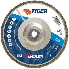 7″ Tiger Disc Abrasive Flap Disc, Angled, Alum. Backing, 40Z, 5/8″-11 UNC Nut - Eagle Tool & Supply