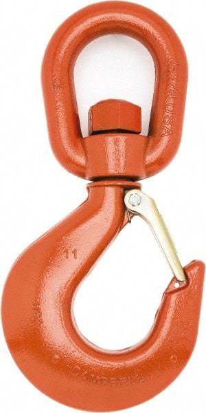 Campbell - #9 Hook, 7 Ton Capacity, Alloy Steel Swivel Hoist Hook - 12-21/32" Long x 6-3/16" Wide - Eagle Tool & Supply