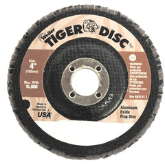 5″ Tiger Disc Abrasive Flap Disc, Angled, Phenolic Backing, 80AO, 7/8″ Arbor Hole - Eagle Tool & Supply