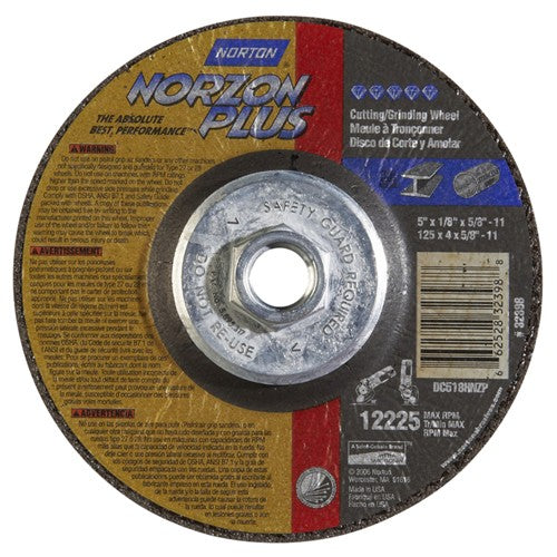 5″ × 1/8″ × 5/8″ NorZon Plus Non-Woven Depressed Center Wheel Type 27 - Eagle Tool & Supply
