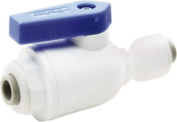 Parker - 3/8" Pipe, Full Port, Polypropylene Valve Union Connector Ball Valve - Bi-Directional, Push-to-Connect x Push-to-Connect Ends, Wedge Handle, 150 WOG - Eagle Tool & Supply