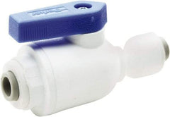 Parker - 3/8" Pipe, Full Port, Polypropylene Valve Union Connector Ball Valve - Bi-Directional, Push-to-Connect x Push-to-Connect Ends, Wedge Handle, 150 WOG - Eagle Tool & Supply