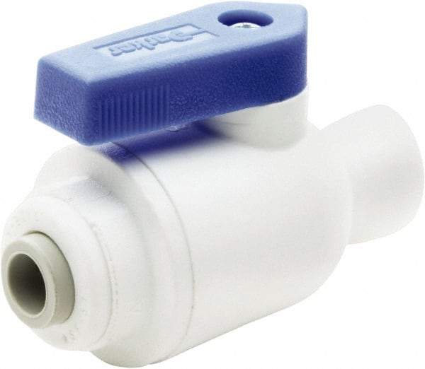 Parker - 3/8" Pipe, Full Port, Polypropylene Valve Female Connector Ball Valve - Bi-Directional, Push-to-Connect x FNPT Ends, Wedge Handle, 150 WOG - Eagle Tool & Supply