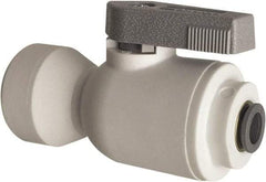 Parker - 3/8" Pipe, Full Port, Polypropylene Valve Female Connector Ball Valve - Bi-Directional, Push-to-Connect x FNPT Ends, Wedge Handle, 150 WOG - Eagle Tool & Supply
