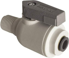 Parker - 1/4" Pipe, Full Port, Polypropylene Valve Male Connector Ball Valve - Bi-Directional, MNPT x Push-to-Connect Ends, Wedge Handle, 150 WOG - Eagle Tool & Supply