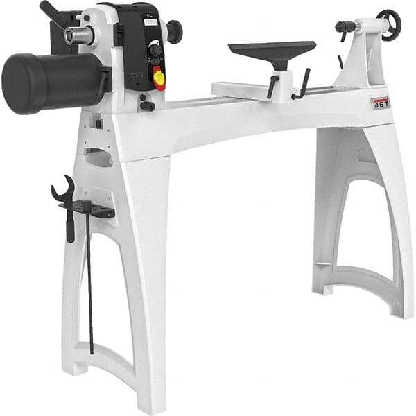 Jet - 16-1/2" Swing, 40" Distance Between Center, Woodworking Lathe - 2MT Headstock, 40 to 3,200 RPM, 4" Quill Travel - Eagle Tool & Supply