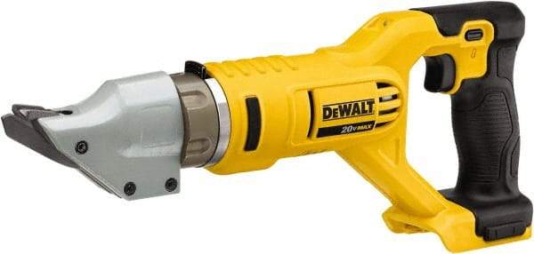 DeWALT - 2,500 SPM, 20 Volt, Pistol Grip Handle, Handheld Cordless Shear - 14 Gauge (Steel) & 16 Gauge (Stainless Steel) Cutting Capacity - Eagle Tool & Supply