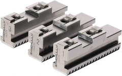 Samchully - 165mm Max Chuck Capacity, Tongue & Groove Interface, Square Soft Lathe Chuck Jaw - 3 Jaw, Steel, 32mm Btw Mount Hole Ctrs, 85mm Long, 20mm Wide, 40mm High, 8mm Groove, M8mm Fastener - Eagle Tool & Supply