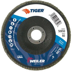 6″ Tiger Disc Abrasive Flap Disc, Angled, Phenolic Backing, 60Z, 7/8″ Arbor Hole - Eagle Tool & Supply