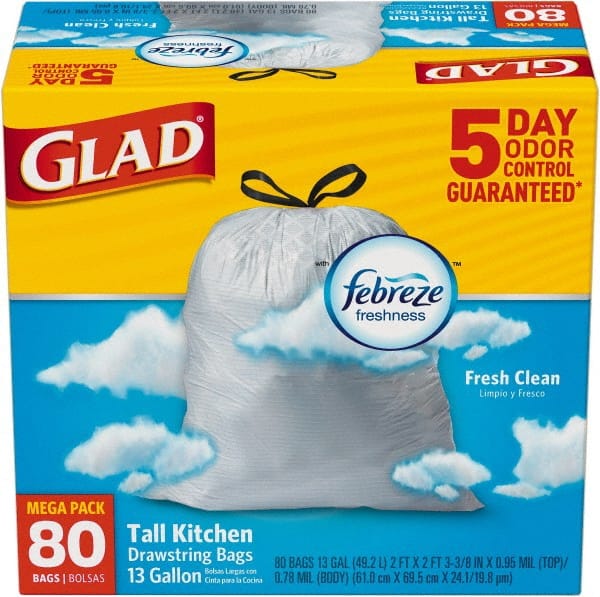 Glad - Pack of (80) 13 Gal 0.95 mil Household/Office Trash Bags - Eagle Tool & Supply