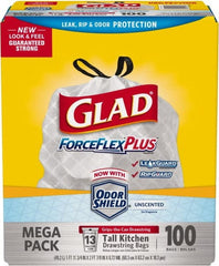 Glad - Pack of (100) 13 Gal 0.9 mil Household/Office Trash Bags - Eagle Tool & Supply