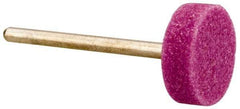 Rex Cut Product - 3/4" Head Diam x 1/4" Thickness, W201, Cylinder End, Aluminum Oxide Mounted Point - White, Medium Grade, 80 Grit, 38,250 RPM - Eagle Tool & Supply
