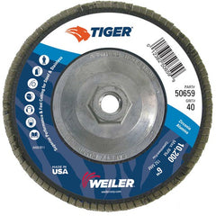 6″ Tiger Disc Abrasive Flap Disc, Angled, Phenolic Backing, 40Z, 5/8″-11 UNC Nut - Eagle Tool & Supply