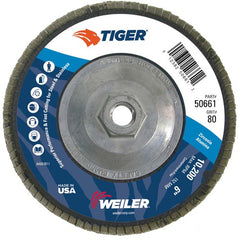 6″ Tiger Disc Abrasive Flap Disc, Angled, Phenolic Backing, 80Z, 5/8″-11 UNC Nut - Eagle Tool & Supply