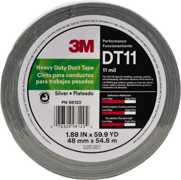 3M - 2" x 32m Black Duct Tape - 17 mil, Rubber Adhesive, Polyethylene Film Backing, Series DT17 - Eagle Tool & Supply