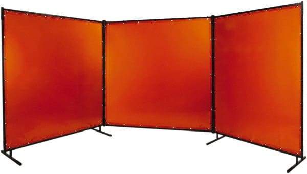 Steiner - 4' Wide x 6' High, 40mm Thickness, Transparent Vinyl Portable Welding Screen - Orange - Eagle Tool & Supply