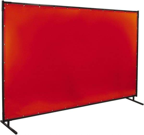 Steiner - 6' Wide x 10' High, 40mm Thickness, Transparent Vinyl Portable Welding Screen - Orange - Eagle Tool & Supply