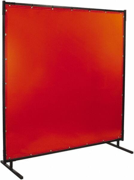 Steiner - 8' Wide x 8' High, 40mm Thickness, Transparent Vinyl Portable Welding Screen - Orange - Eagle Tool & Supply