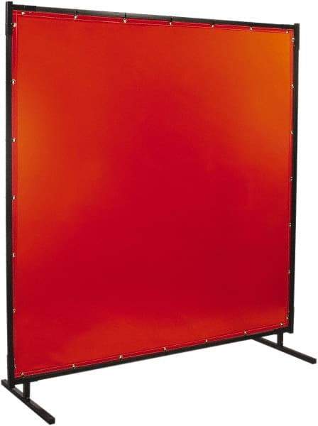 Steiner - 6' Wide x 10' High, 14mm Thickness, Transparent Vinyl Portable Welding Screen - Orange - Eagle Tool & Supply