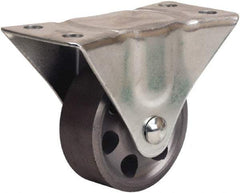 Hamilton - 2-1/2" Diam x 1" Wide x 3-1/4" OAH Top Plate Mount Rigid Caster - Cast Iron, 200 Lb Capacity, Plain Bore Bearing, 2-1/4 x 4-1/2" Plate - Eagle Tool & Supply