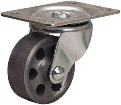 Hamilton - 2-1/2" Diam x 1" Wide x 3-1/4" OAH Top Plate Mount Swivel Caster - Cast Iron, 200 Lb Capacity, Plain Bore Bearing, 2-1/4 x 4-1/2" Plate - Eagle Tool & Supply