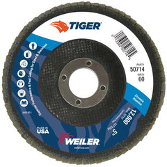 5″ Tiger Disc Abrasive Flap Disc, Flat, Phenolic Backing, 60Z, 7/8″ Arbor Hole - Eagle Tool & Supply