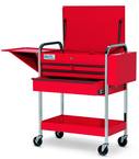 4 Drawer Red Service Cart with Lid; Rack & Tray - Eagle Tool & Supply