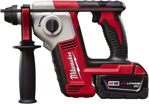 Milwaukee Tool - 18 Volt SDS Plus Chuck Cordless Rotary Hammer - 0 to 7,000 BPM, 0 to 1,300 RPM, Reversible - Eagle Tool & Supply