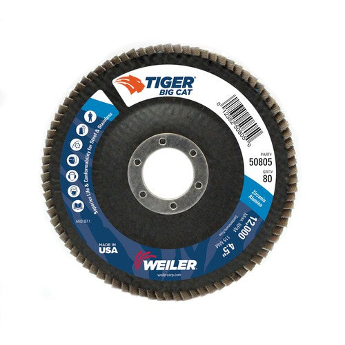 4-1/2″ Big Cat Abrasive Flap Disc, Flat, Phenolic Backing, 80Z, 7/8″ Arbor Hole - Eagle Tool & Supply