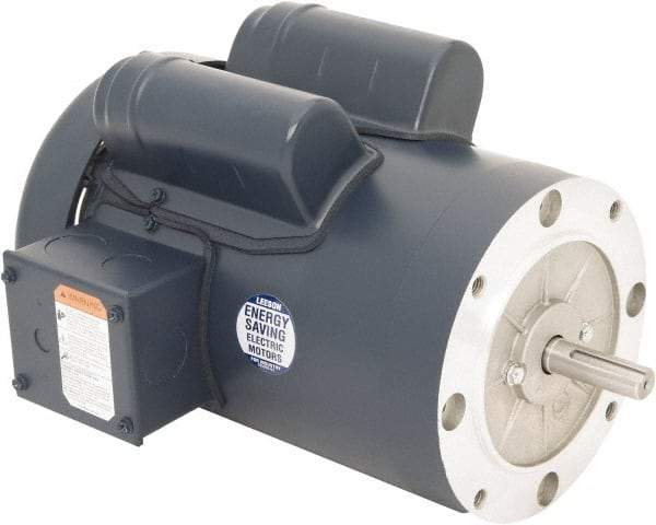 Leeson - 1-1/2 Max hp, 1,800 Max RPM, Capacitor Start Electric AC DC Motor - 115/230 V Input, Single Phase, 56C Frame, C-Face Mount, TEFC Enclosure - Eagle Tool & Supply