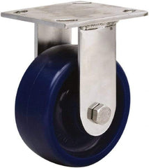 Hamilton - 5" Diam x 2" Wide x 6-1/2" OAH Top Plate Mount Rigid Caster - Polyurethane, 800 Lb Capacity, Delrin Bearing, 3-3/4 x 4-1/2" Plate - Eagle Tool & Supply