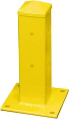 Hallowell - 18" High, Yellow Steel Post Protector - 7" Wide x 7" Long Mounting Plate, 13 Lb - Eagle Tool & Supply