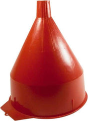 Funnel King - 6 Qt Capacity Polyethylene Funnel - 8-1/4" Mouth OD, 1-5/16" Tip OD, 1-5/8" Straight Spout, Red - Eagle Tool & Supply