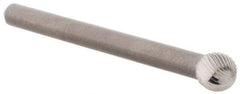 M.A. Ford - 3/16" Cut Diam, 1/8" Shank Diam, Ball Head Double Cut Burr - Carbide, Radius End, 5/32" LOC, 1-1/2" OAL - Eagle Tool & Supply