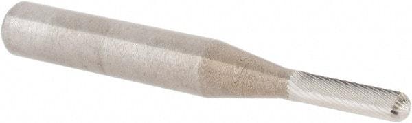 M.A. Ford - 1/8" Cut Diam, 1/4" Shank Diam, Cylinder with Radius Head Double Cut Burr - Carbide, Radius End, 1/2" LOC, 2" OAL - Eagle Tool & Supply