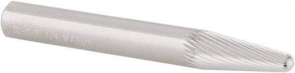 M.A. Ford - 1/4" Cut Diam, 1/4" Shank Diam, Taper Head Double Cut Burr - Carbide, Radius End, 5/8" LOC, 2" OAL - Eagle Tool & Supply