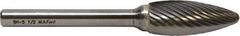 M.A. Ford - 5/16" Cut Diam, 1/4" Shank Diam, Flame Head Double Cut Burr - Carbide, Radius End, 3/4" LOC, 6-3/4" OAL - Eagle Tool & Supply