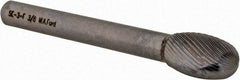 M.A. Ford - 3/8" Cut Diam, 1/4" Shank Diam, Oval Head Double Cut Burr - Carbide, Radius End, 5/8" LOC, 2-5/8" OAL - Eagle Tool & Supply