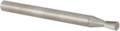 M.A. Ford - 3/32" Cut Diam, 1/8" Shank Diam, Inverted Cone Head Double Cut Burr - Carbide, Flat End, 1/8" LOC, 1-1/2" OAL - Eagle Tool & Supply