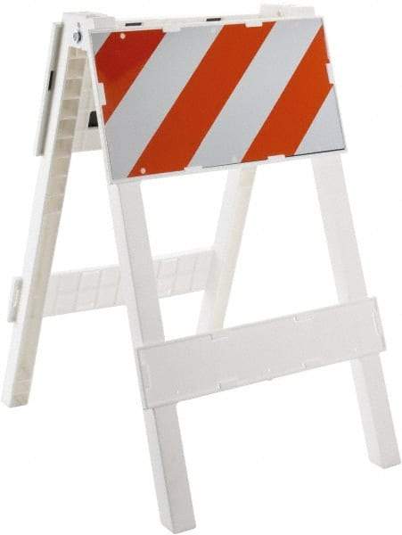 PRO-SAFE - 24 Inch Wide x 45-1/2 Inch High, Reflective, Plastic Type I Barricade - 14 Lbs., 12 Inch High x 24 Inch Wide Top Panel, White and Orange - Eagle Tool & Supply
