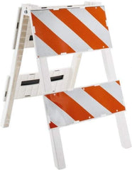 PRO-SAFE - 24 Inch Wide x 45-1/2 Inch High, Reflective, Plastic Type II Barricade - 14 Lbs., 12 Inch High x 24 Inch Wide Top Panel, White and Orange - Eagle Tool & Supply