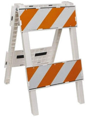 PRO-SAFE - 24 Inch Wide x 45-1/2 Inch High, Reflective, Plastic Type II Barricade - 14 Lbs., 8 Inch High x 24 Inch Wide Top Panel, White and Orange - Eagle Tool & Supply