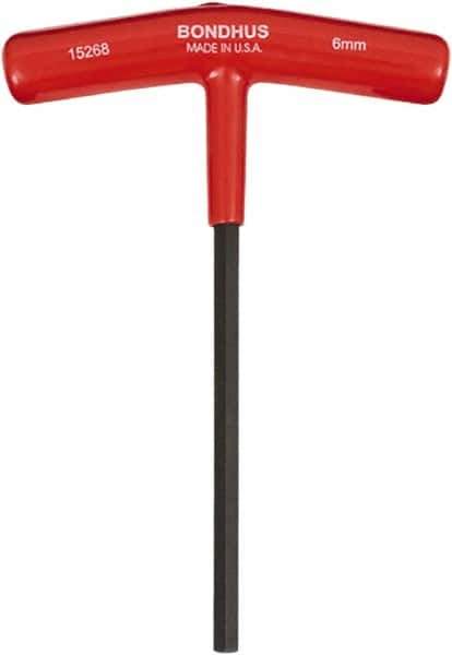 Bondhus - 6mm Hex, T-Handle Cushion Grip, Hex Key - 6" OAL, Protanium High Torque Steel, Metric System of Measurement - Eagle Tool & Supply