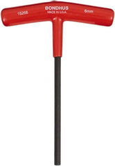 Bondhus - 6mm Hex, T-Handle Cushion Grip, Hex Key - 6" OAL, Protanium High Torque Steel, Metric System of Measurement - Eagle Tool & Supply